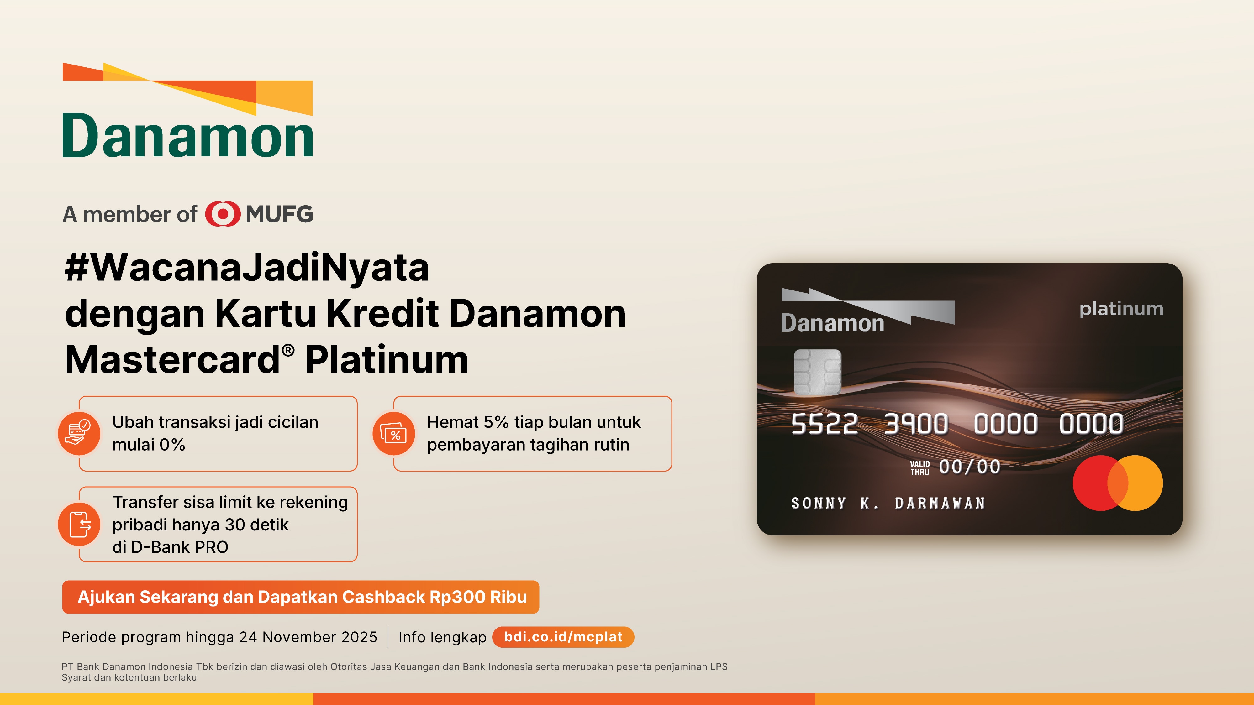 Danamon Mewujudkan #WacanaJadiNyata bagi Generasi Milenial Melalui Kartu Kredit Mastercard Platinum