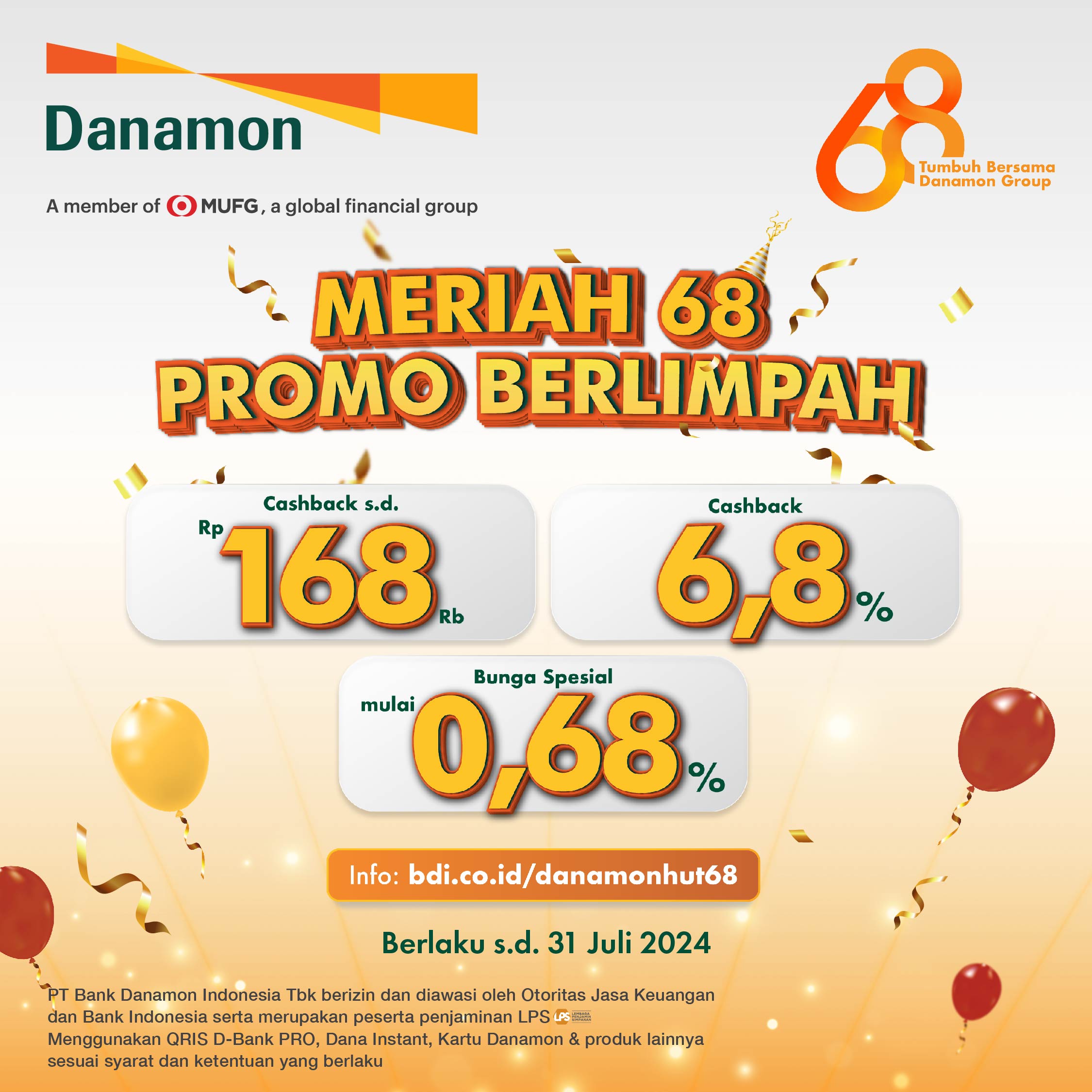  Danamon Presents Various Promos to Commemorate its 68th Anniversary 